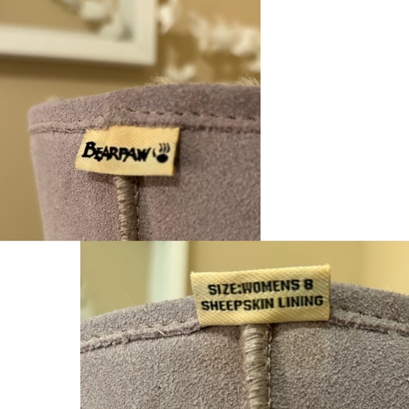 BearPaw Sheepskin Suede Meadow 10β Boots Stone Grey Size 8 EUC - Picture 8 of 13